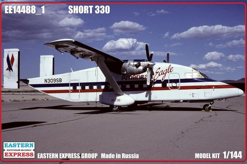 1:144 Сборная модель Пассажирский самолёт Short 330 American Eagle - 14488-1