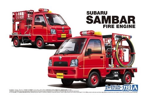 1:24 Сборная модель Subaru TT Sambar Thr Fire Engine 11 - 05794