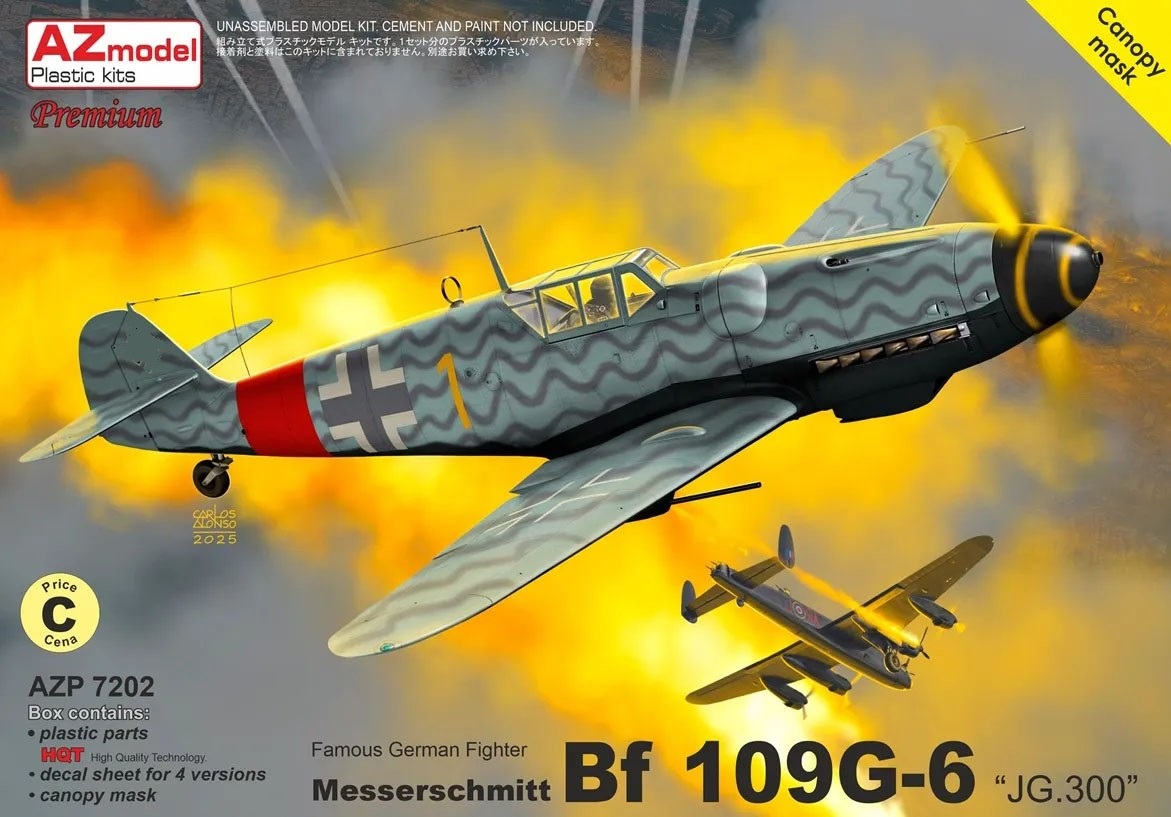 1:72 Сборная модель Messerschmitt Bf 109 G-6 ″JG 300″ Premium - AZP7202