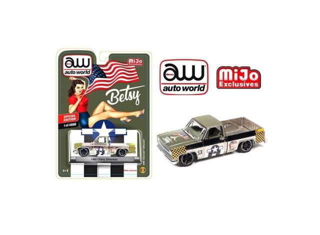1:64 CHEVROLET Silverado *US Army Betsy* (1980) ,chrome/green with decals - awcp7833