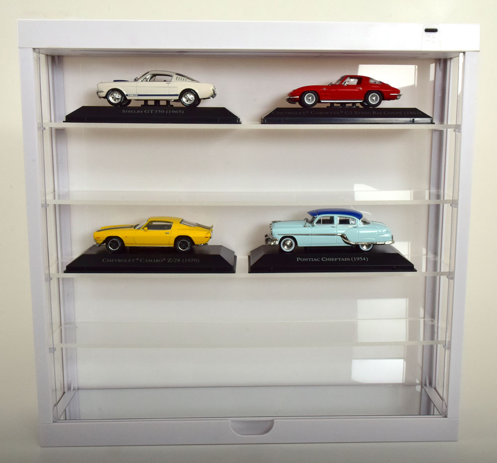 1:64 VITRINE für  Modelle in 1:64 oder 1:43 Micro USB, B/H/T 38 / 9,2 / 37,5cm, white - T9-648850W