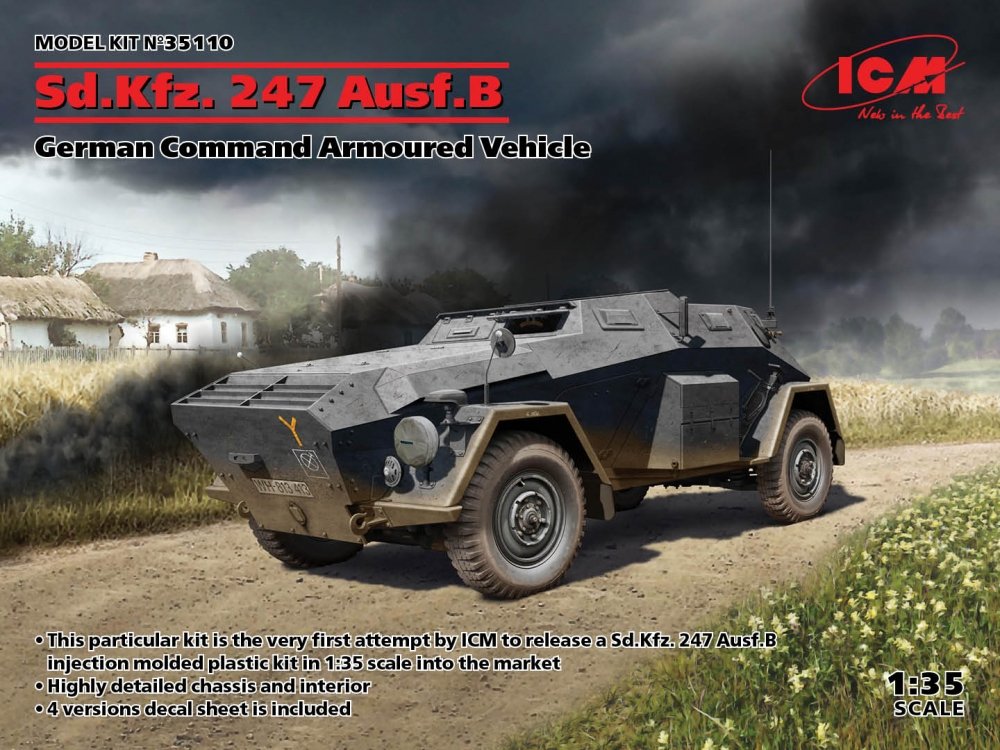 1:35 Сборная модель Sd.Kfz. 247 Ausf.B, Германский бронеавтомобиль управления - 35110