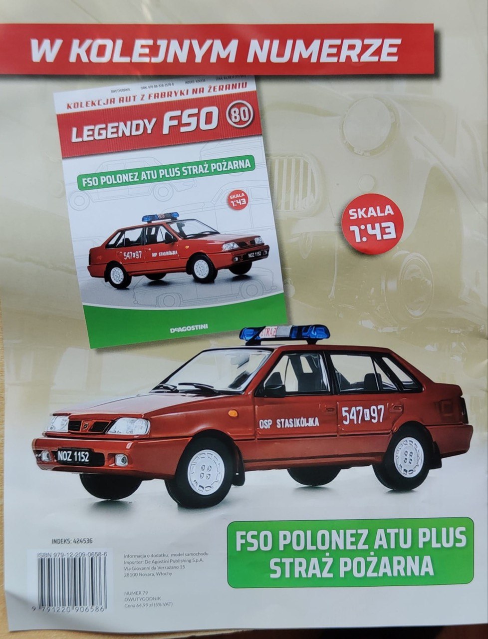 1:43 FSO POLONEZ ATU PLUS STRAZ POZARNA, Kultowe Legendy FSO 80 - kulF080