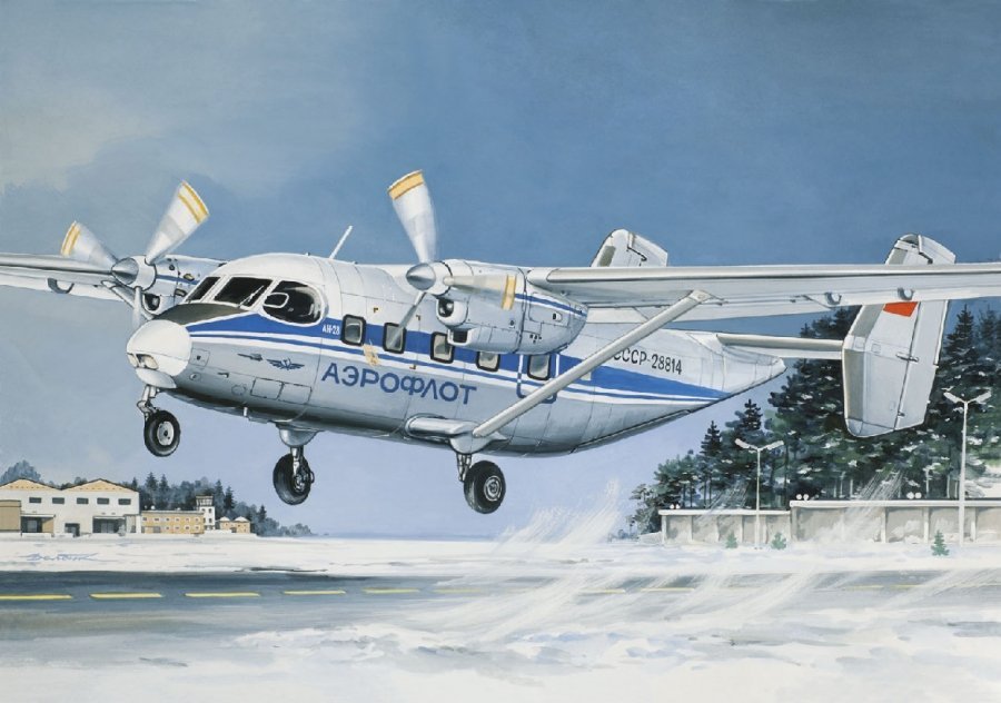 1:144 Сборная модель Пассажирский самолет Ан-28 Аэрофлот - 14435
