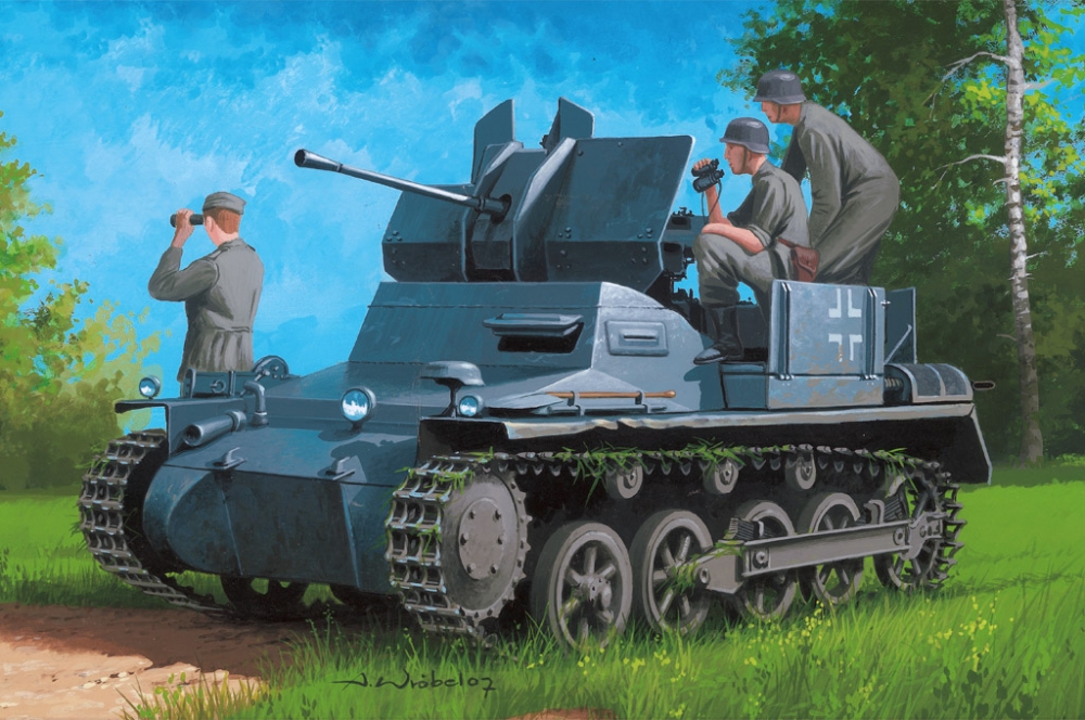 1:35 Сборная модель ЗСУ German Flakpanzer IA w/Ammo Trailer - 80147