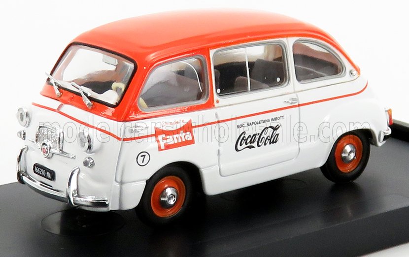 1:43 FIAT 600D MULTIPLA FANTA COCA-COLA (1961), WHITE ORANGE - R648