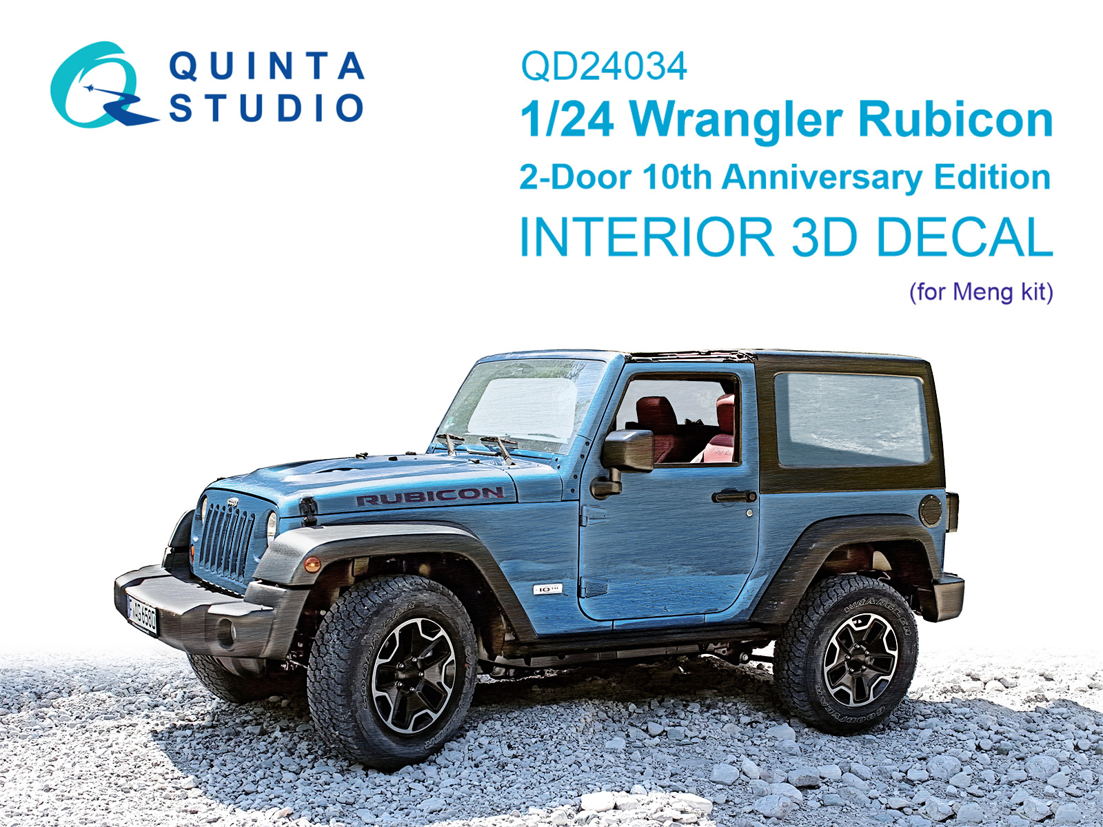 1:24 3D Декаль интерьера кабины Jeep Wrangler Rubicon 2-Door 10th Anniversary Edition (Meng) - QD24034