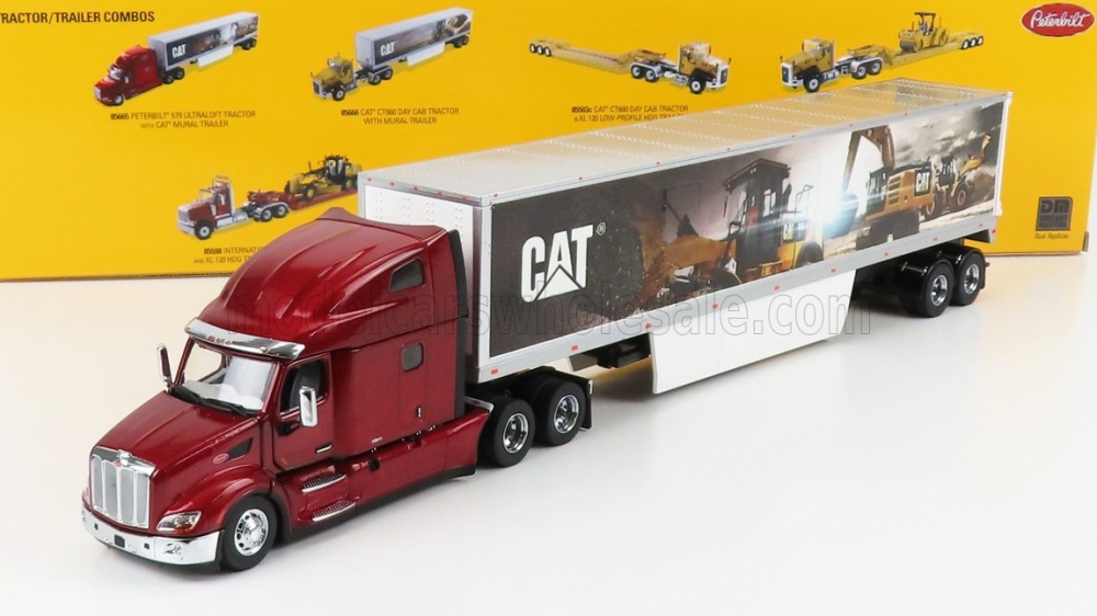 1:50 PETERBILT 579 Truck With Cat Mural Trailer 2011, Red Met Silver - 85665