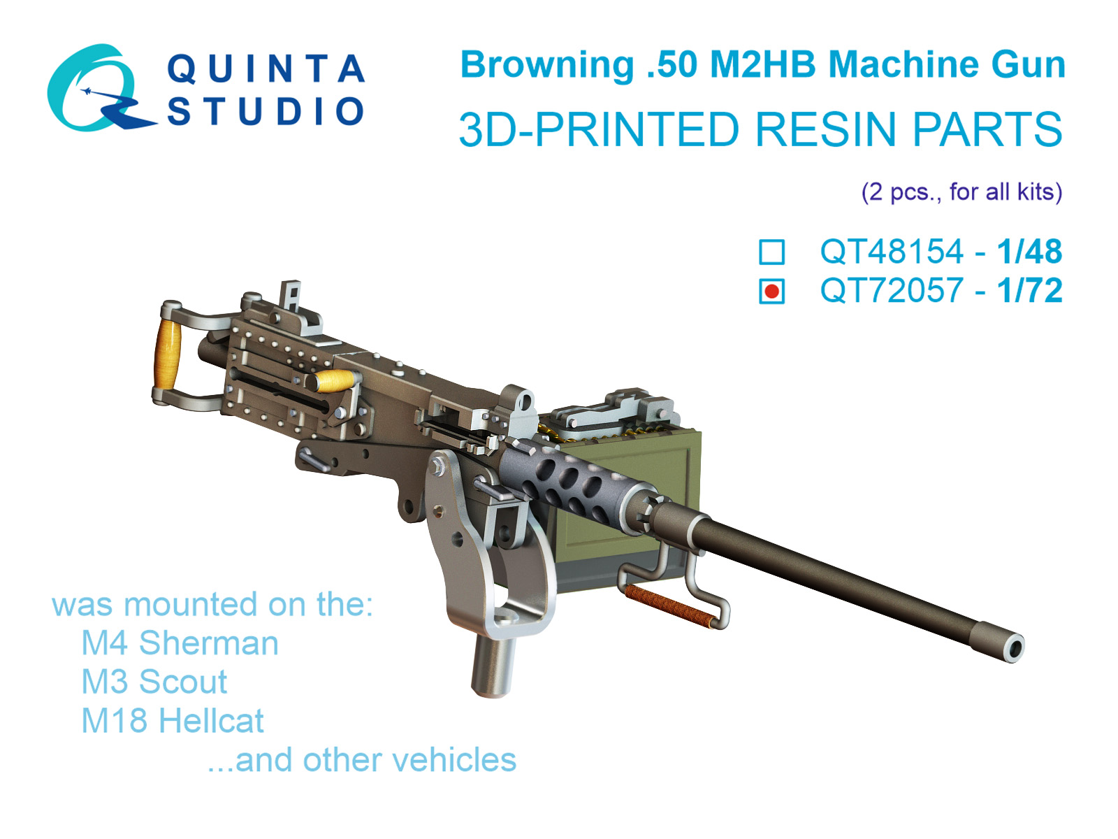 1:72 Авиационный пулемет Browning .50 M2HB, 2 шт (для всех моделей) - QT72057