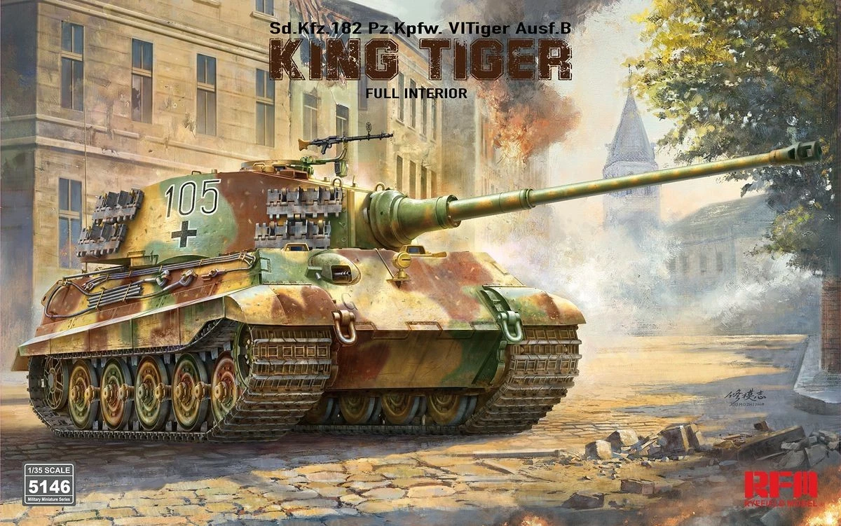 1:35 Сборная модель немецкий танк Sd.Kfz.182 Pz.Kpfw. VI Tiger Ausf.B 'King Tiger' (с полным интерьером) - RM-5146
