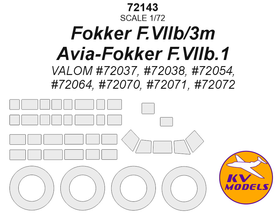 1:72 Окрасочная маска для Fokker F.VIIb/3m / Avia-Fokker F.VIIb.1 + маски на диски и колеса - 72143