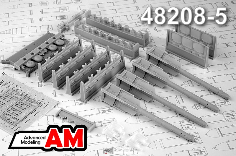 1:48 Сборная модель транспортная тележка с УР Р-73 - AMC48208-5