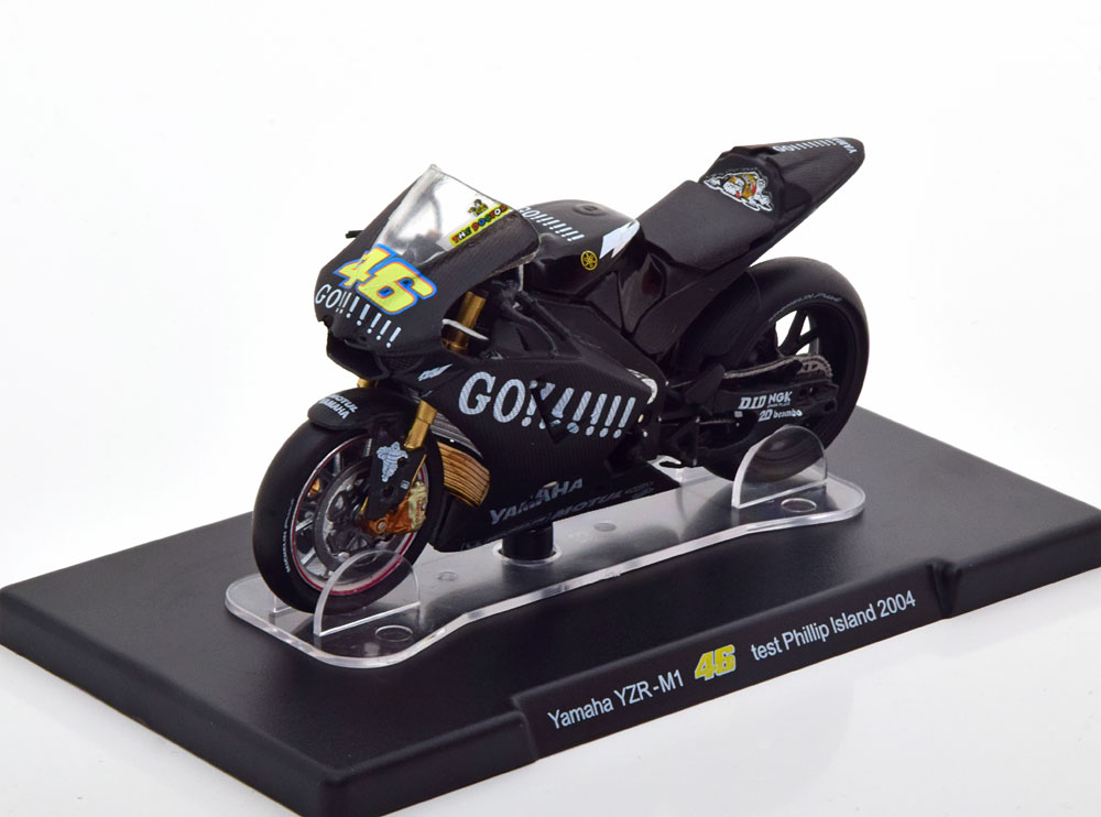 1:18 YAMAHA YZR-M1 No 46  Moto GP Test Philip Island, Rossi (2004), matt-black - Rossi0035