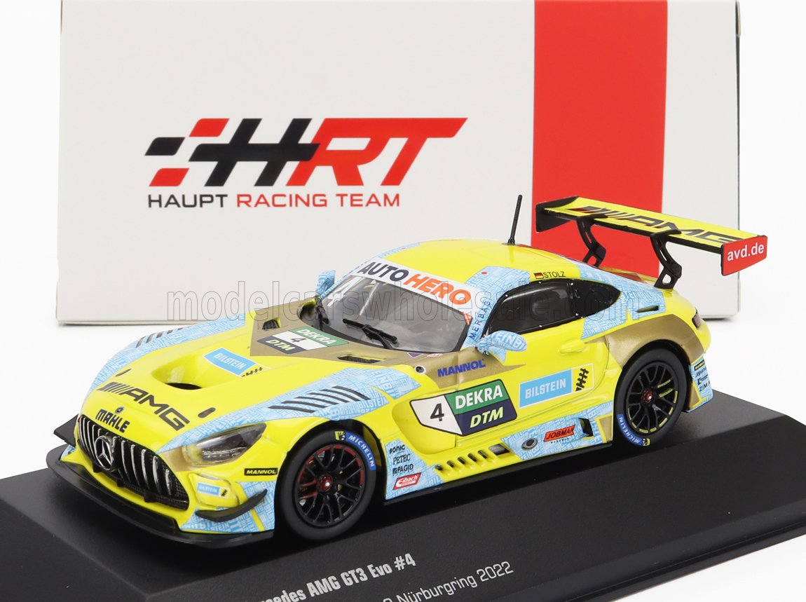 1:43 MERCEDES-BENZ Amg Gt3 Team Hrt №4 Winner Race 2 Nurburgring Dtm 2021 L.Stolz, Yellow Light Blue - HRT-I-AMG-22-4304-DT
