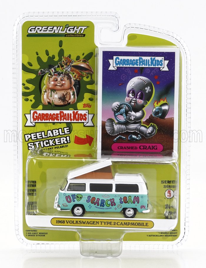 1:64 VOLKSWAGEN T1 Camper Ufo Search Team Garbage Pail Kids (1968), Green White - 54090B
