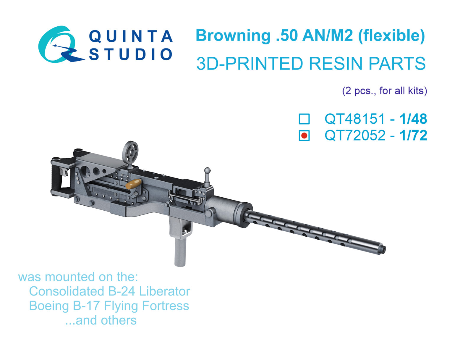 1:72 Авиационный пулемет Browning .50 AN_M2 (подвижный), 2 шт (для всех моделей) - QT72052