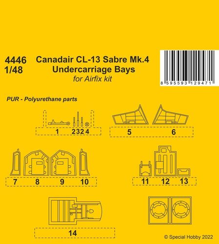 1:48 Ниши шасси /Undercarriage Bays Canadair Cl-13 Sabre Mk.4 (Airfix) - 129-4446