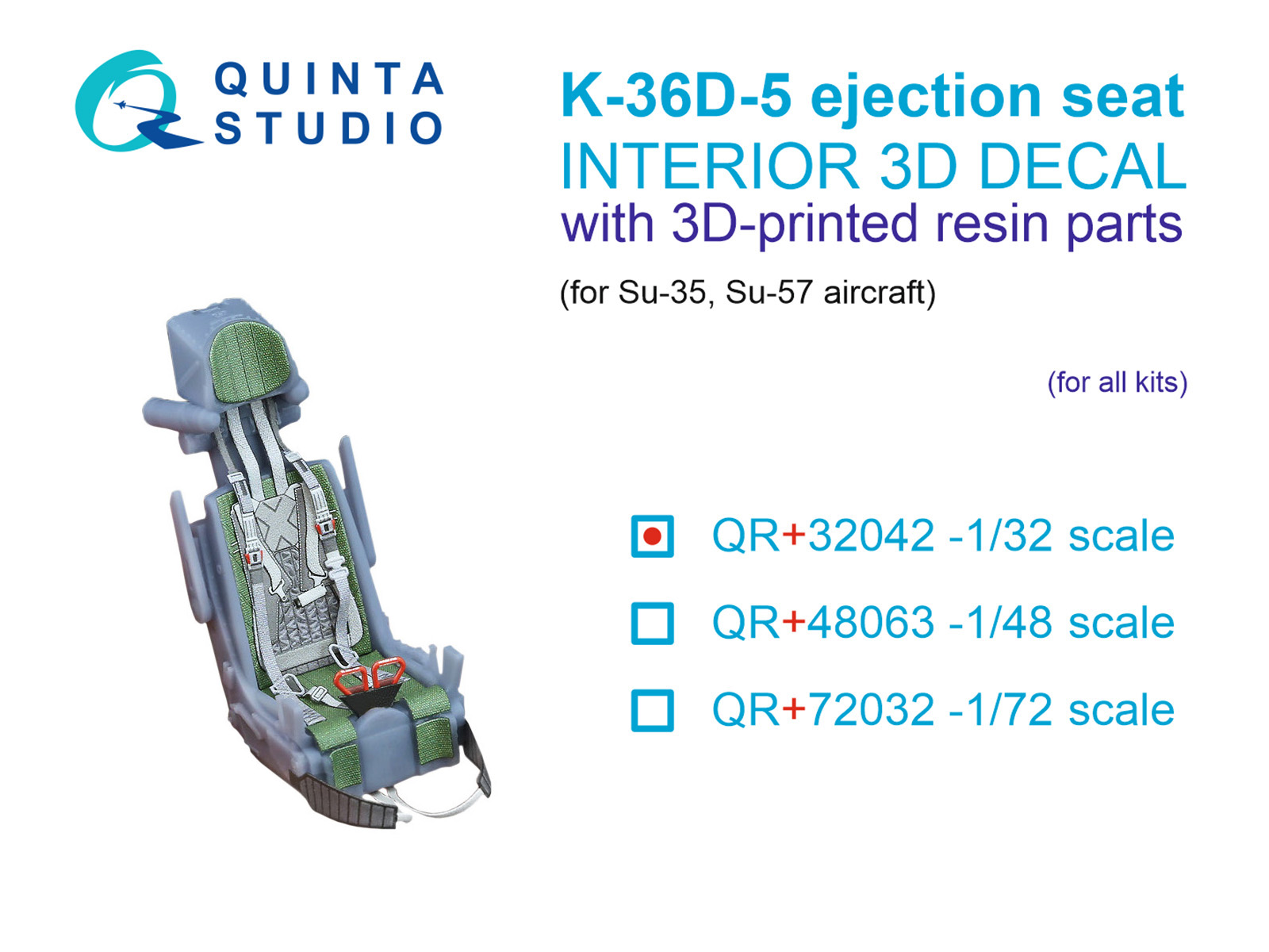 1:32 Катапультное кресло К-36Д-5 (для Су-35, Су-57) (Для всех моделей) - QR+32042