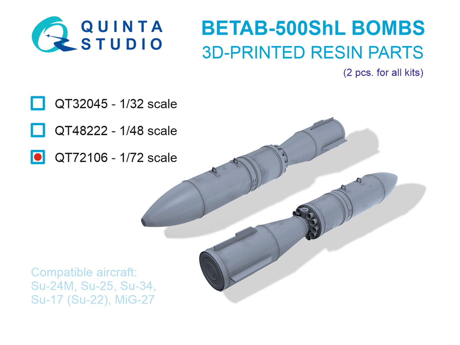 1:72 Авиабомбы БетАБ-500ШП (бетонобойные, маловысотные), 2 шт. (для всех моделей) - QT72106