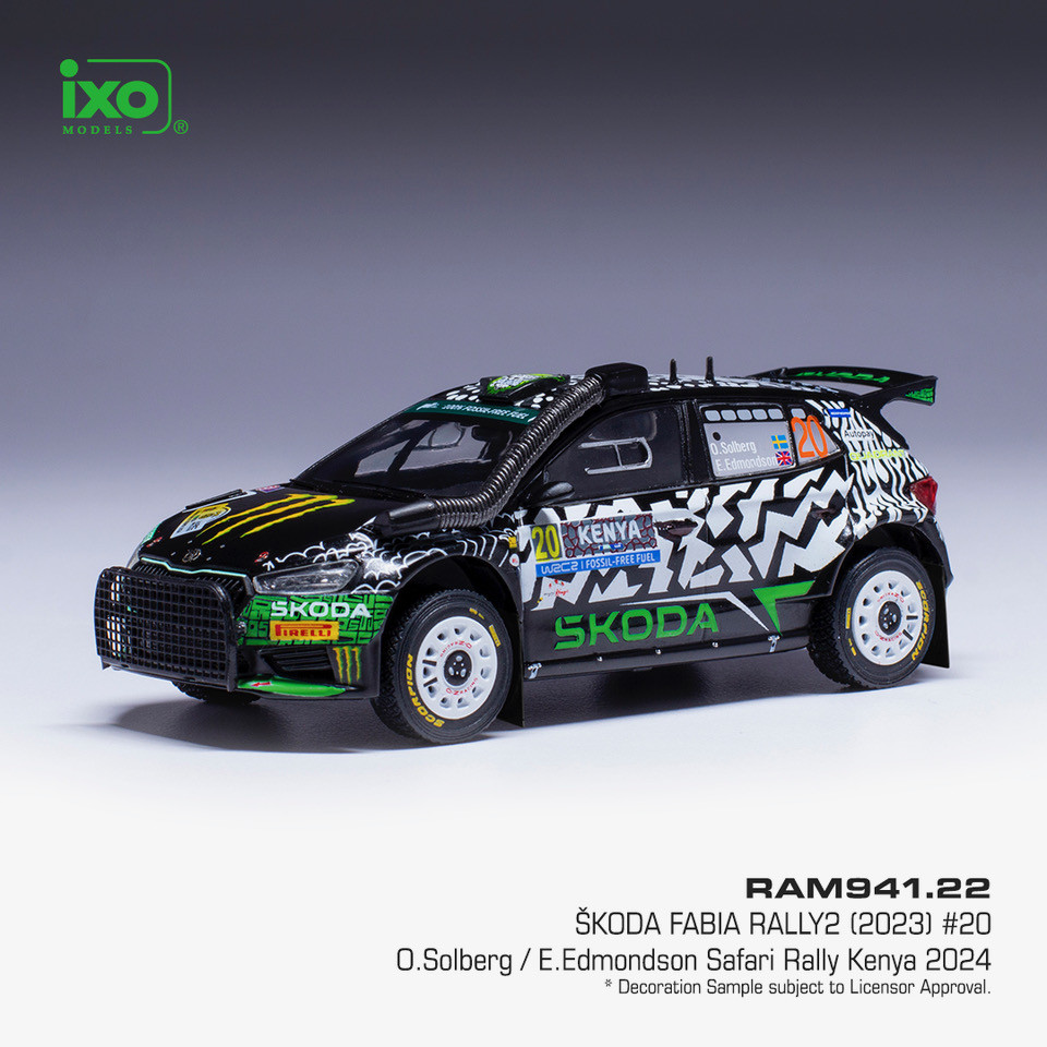 1:43 SKODA Fabia Rally2 №20 WRC Safari Rallye Kenia Solberg/Edmondson (2023) - RAM941