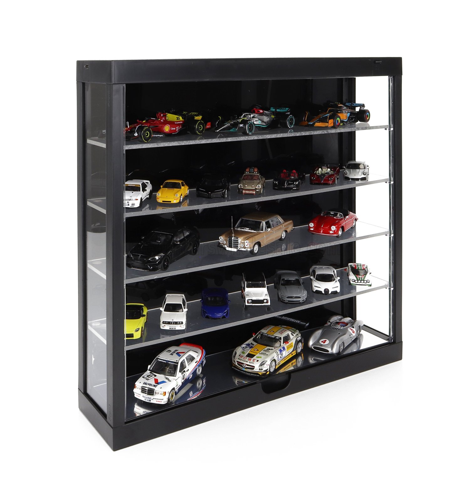 1:64 VETRINA DISPLAY BOX Espositore Black - For Auto 15 X 1/43 - 35 X 1/64 - Cars Not Included - Lungh.lenght Cm 38.5 X Largh.width Cm 9.0 X Alt.height Cm 37.5 (altezza Utile Tra I Ripiani Cm 6.5 Inner Height Among Shelves), Black - T9-648850BK