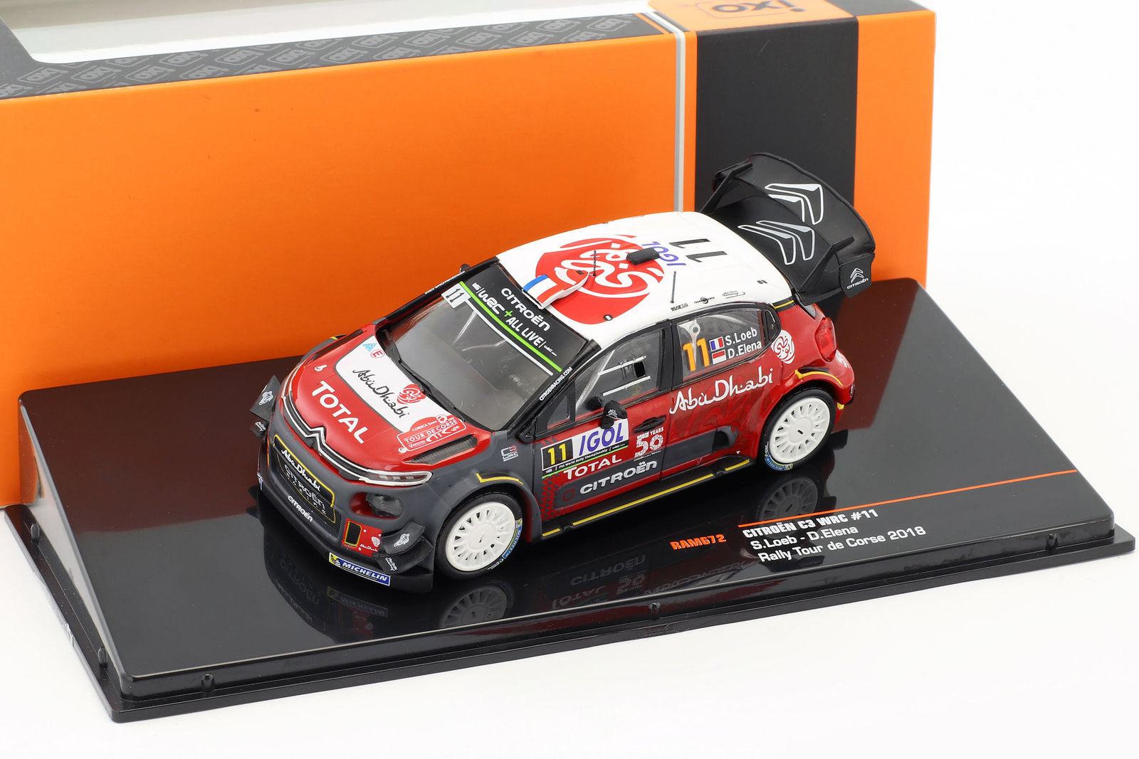 1:43 CITROEN C3 WRC #11 S.Loeb/D.Elena Rally tour de Corse 2018 - RAM672