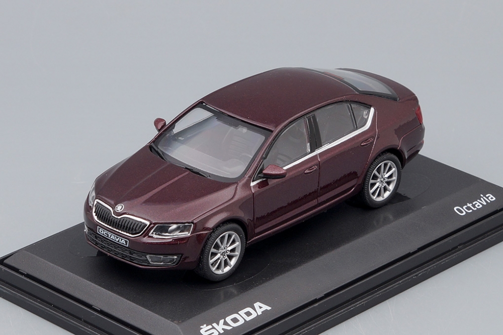 1:43 SKODA Octavia 3 2012 bordó časopis s - 026JB