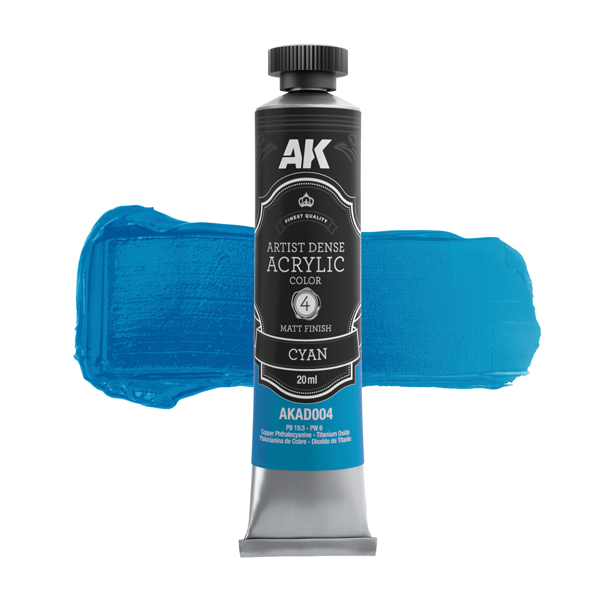 Краска акриловая ARTISTIC DENSE в тюбике - Голубой / CYAN – ARTISTIC DENSE ACRYLIC COLOR, 20 мл - AKAD004