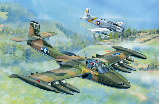 1:48 Сборная модель Самолет  US A-37A Dragonfly Light Ground-Attack Aircraft - 02888