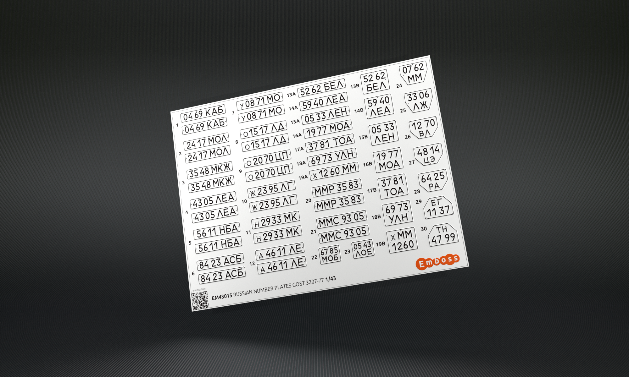 1:43 Декаль Автономера СССР после 1977 года - EM43015