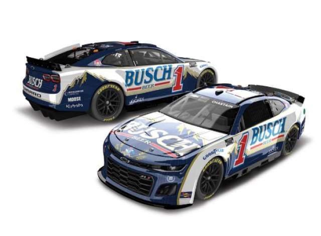 1:64 Chevrolet Camaro #1 Ross Chastain *Busch Beer Retro*, white/blue/red 2024 - CX12465BBDRZ