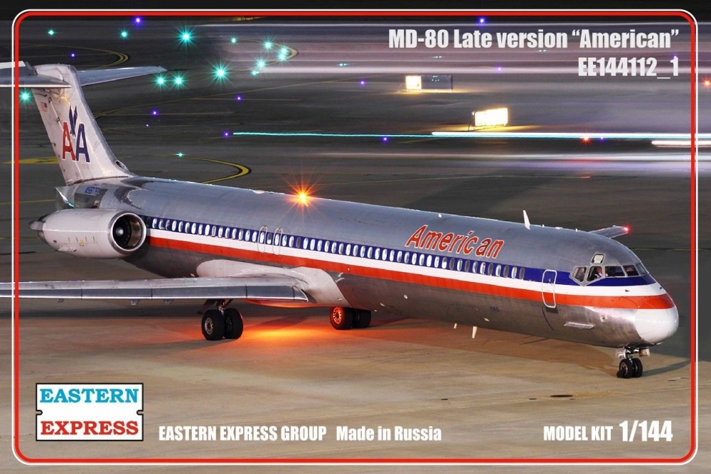 1:144 Сборная модель Авиалайнер MD-80 поздний American (Limited Edision) - 144112-1