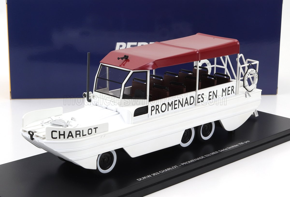 1:43 GMC Dukw Cckw 353 Charlot Truck Boat Promenades En Mer Anfibio Gommato 3-assi (1965), White Red - PE335