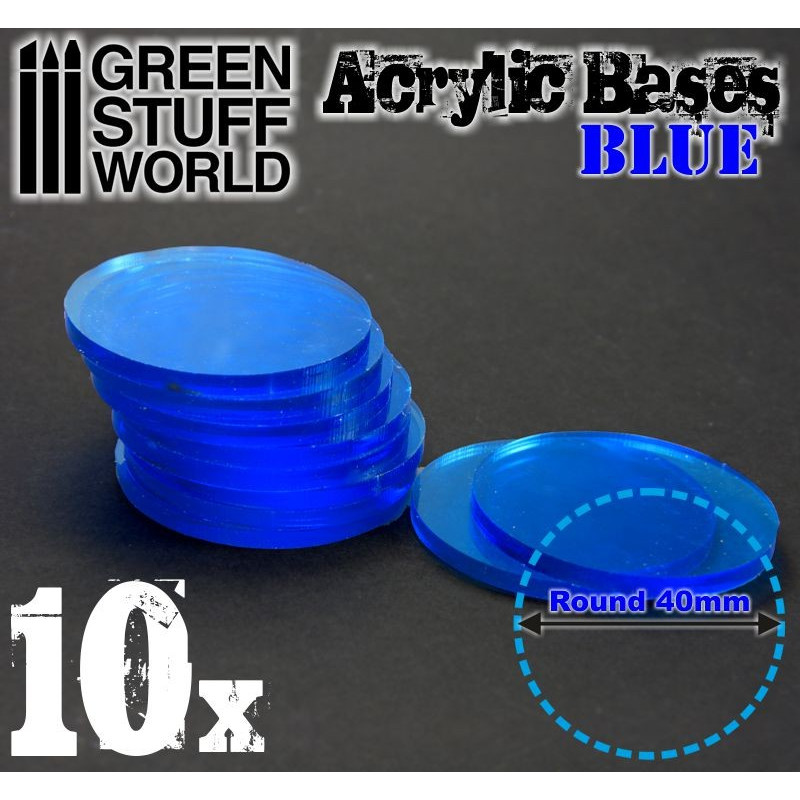 Акриловое основание, круглое, 40 мм - прозрачно-синее / Acrylic Bases - Round 40 mm CLEAR BLUE - 9296