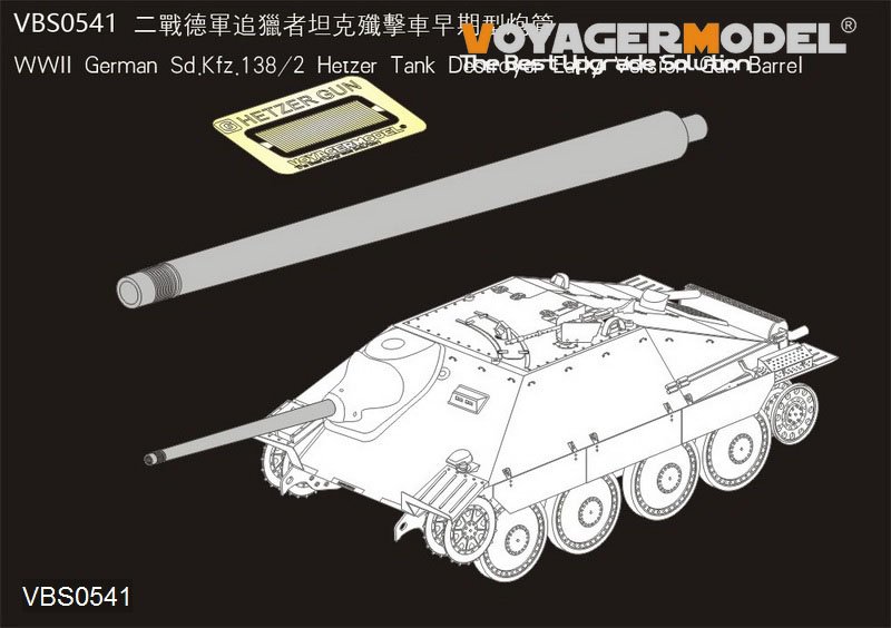 1:35 Немецкий истребитель танков Sd.Kfz.138 / 2 времен Второй мировой войны Hetzer Ранняя версия Gun Barrel (GP) - VBS0541
