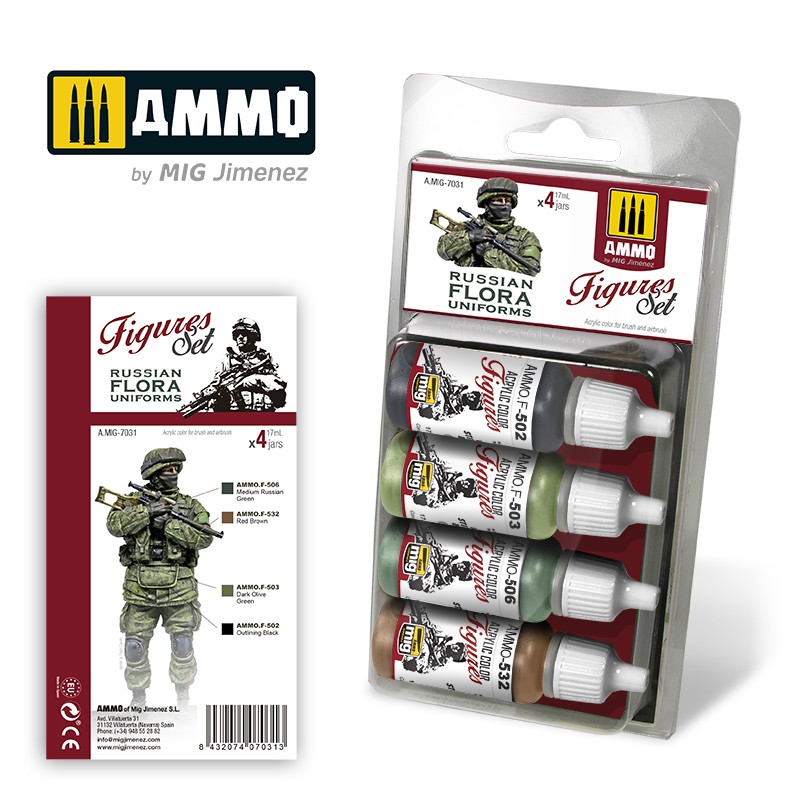 Набор акриловых красок RUSSIAN FLORA UNIFORMS. FIGURES SET - AMIG7031