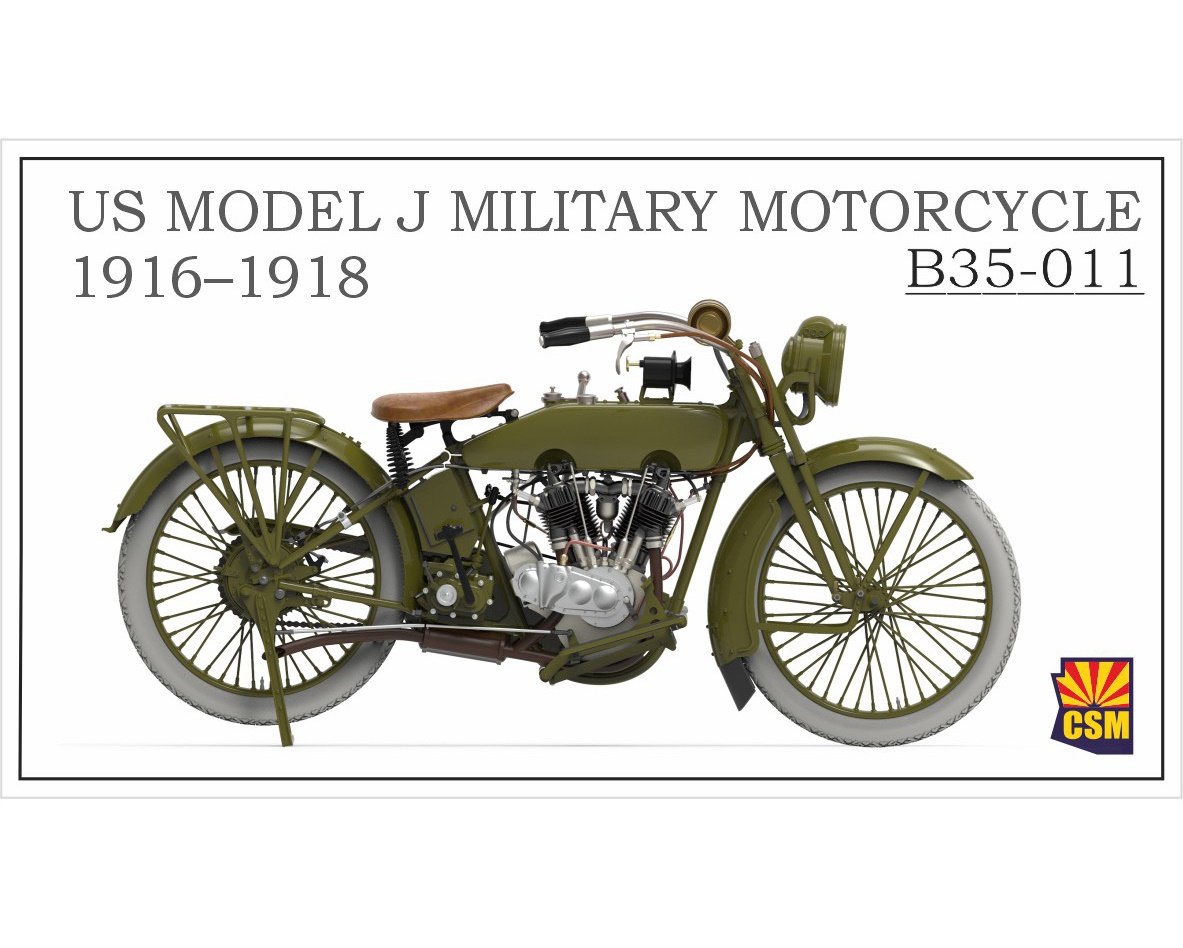 1:35 Сборная модель военный американский мотоцикл Model J 1916-1918 годов выпуска - B35-011
