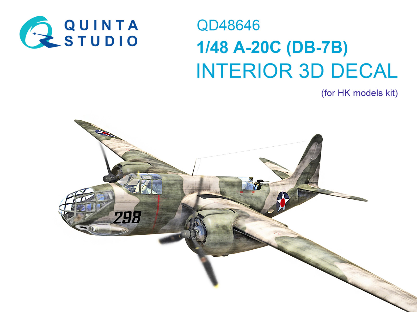 1:48 3D Декаль интерьера кабины A-20C Havoc (DB-7B) (HK models) - QD48646