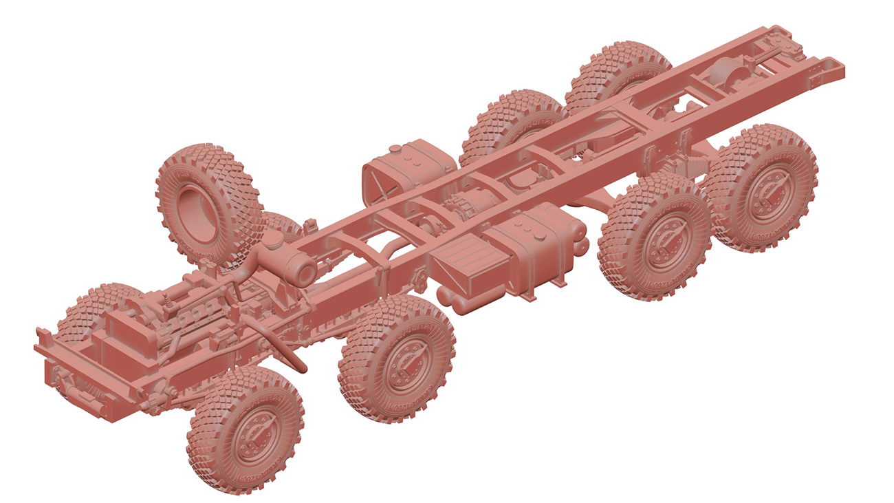 1:43 Рама с навесным оборудованием и колесами для КАМАЗ 6350 (3340) - am43031026