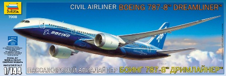 1:144 Сборная модель Пассажирский авиалайнер Боинг 787-8 - 7008