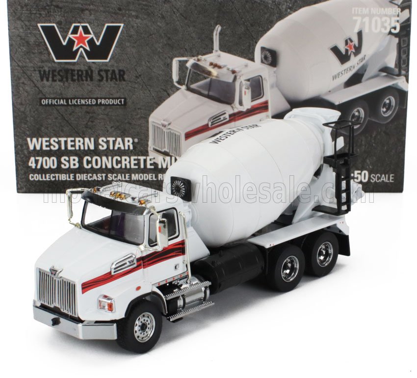 1:50 WESTERN STAR 4700 Sb Cement Mixer Truck 3-assi (2018), White - 71035