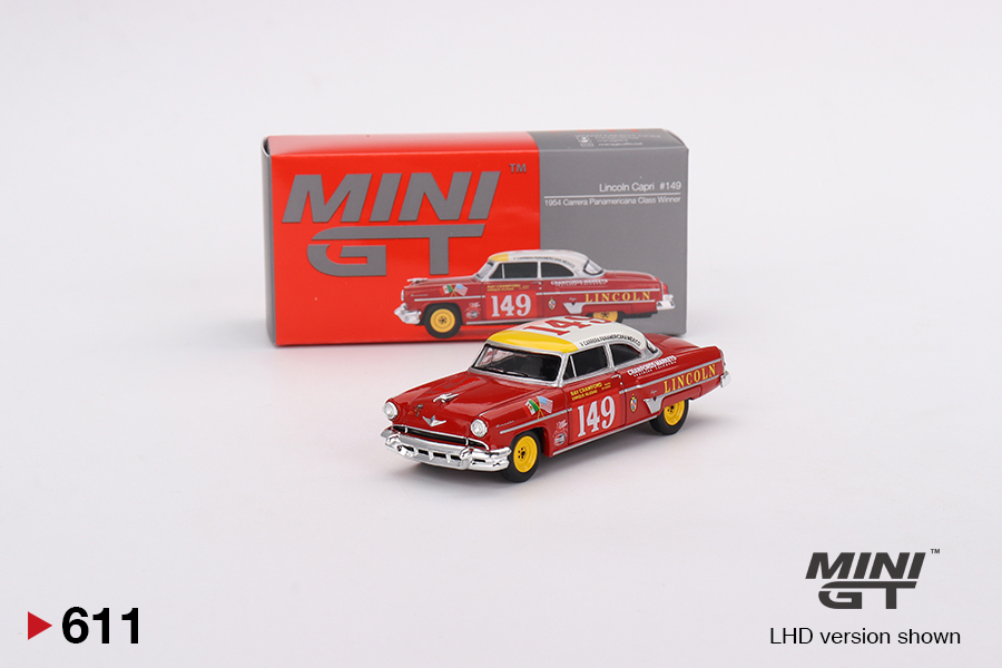 1:64 LINCOLN Capri N149 Winner Class Rally Carrera Panamericana (1954) Ray Crawford - Enrique Iglesias, Red White Yellow - MGT00611