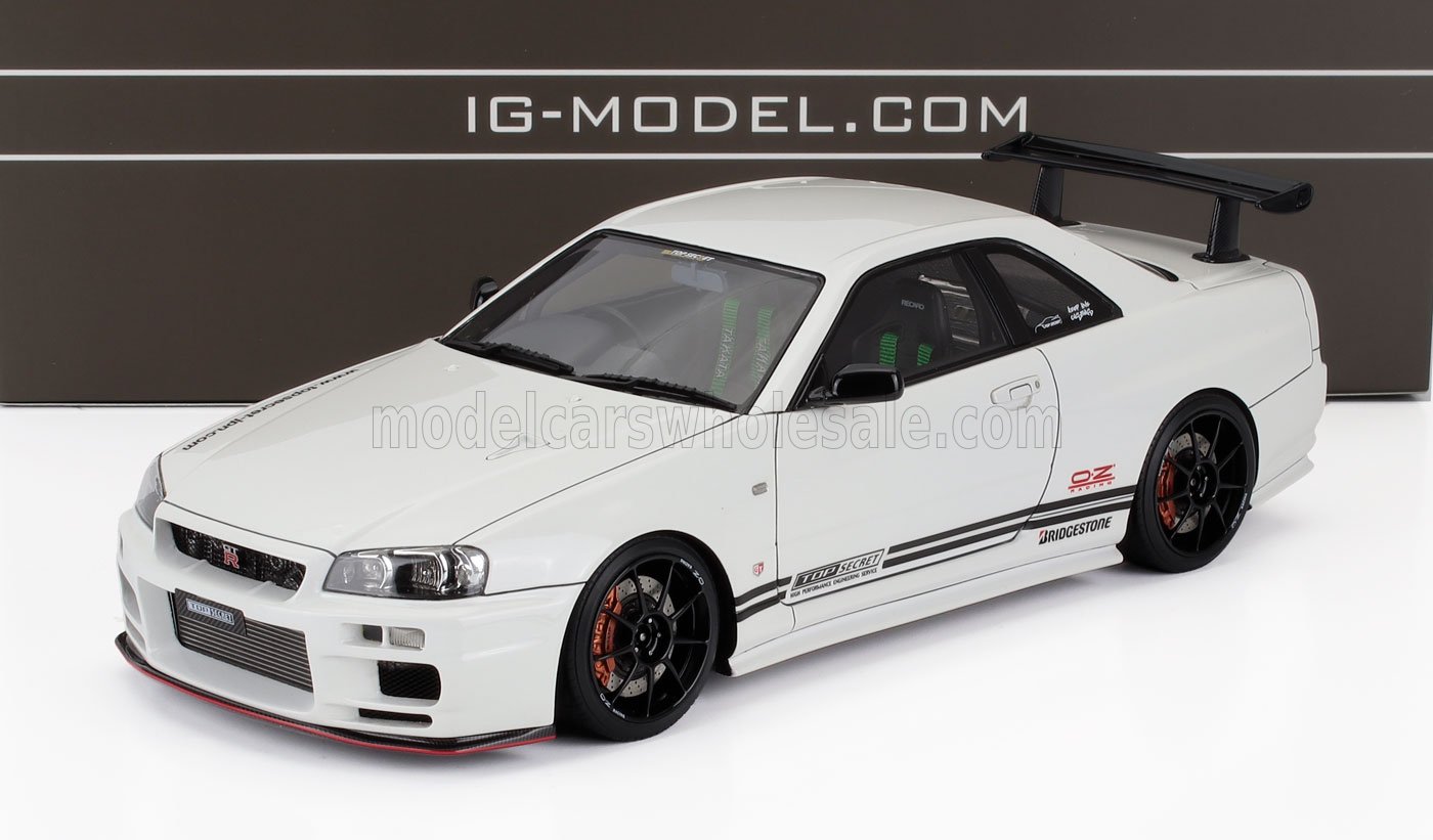 1:18 NISSAN Skyline 34gt-r (bnr34) Top Secret (2019), White - 3642