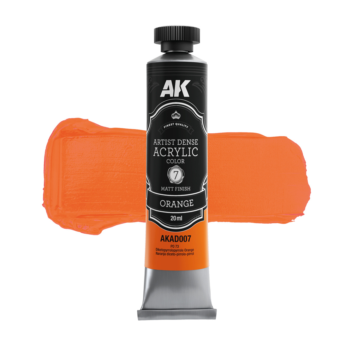 Краска акриловая ARTISTIC DENSE в тюбике - Оранжевый / ORANGE – ARTISTIC DENSE ACRYLIC COLOR, 20 мл - AKAD007