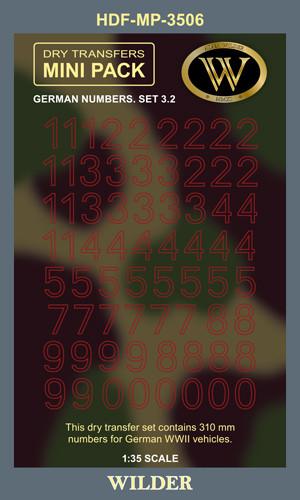 1:35 Сухая декаль Немецкие номера для наземной техники. Сет 3.2 Контурные, красные - HDF-MP-3506