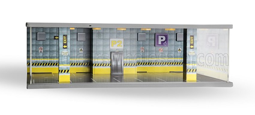 1:64 VETRINA DISPLAY BOX Diorama Parcheggio Secondo Piano - Parking P2 Yellow Floor - Cars Not Included - Lungh.lenght Cm 43.0 X Largh.width Cm 25.0 X Alt.height Cm 14.0, Various - ATL30303