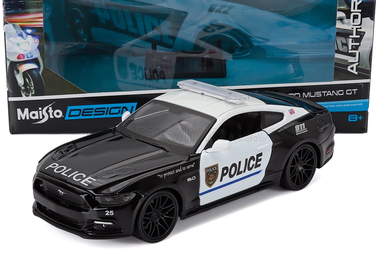 1:24 FORD Mustang Coupe 5.0 Gt Highway Patrol Police (2015), Black White - 32514POL