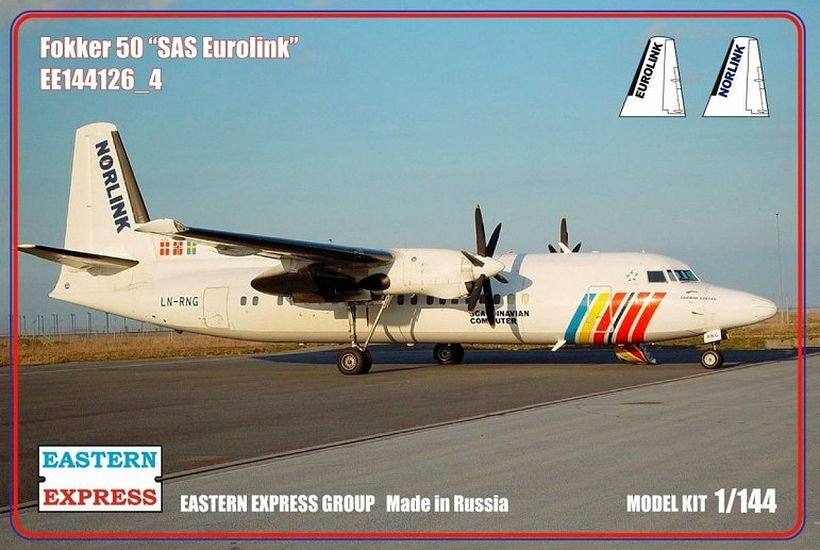 1:144 Сборная модель Пассажирский самолет Fokker F-50 (SAS Eurolink) - 144126-4