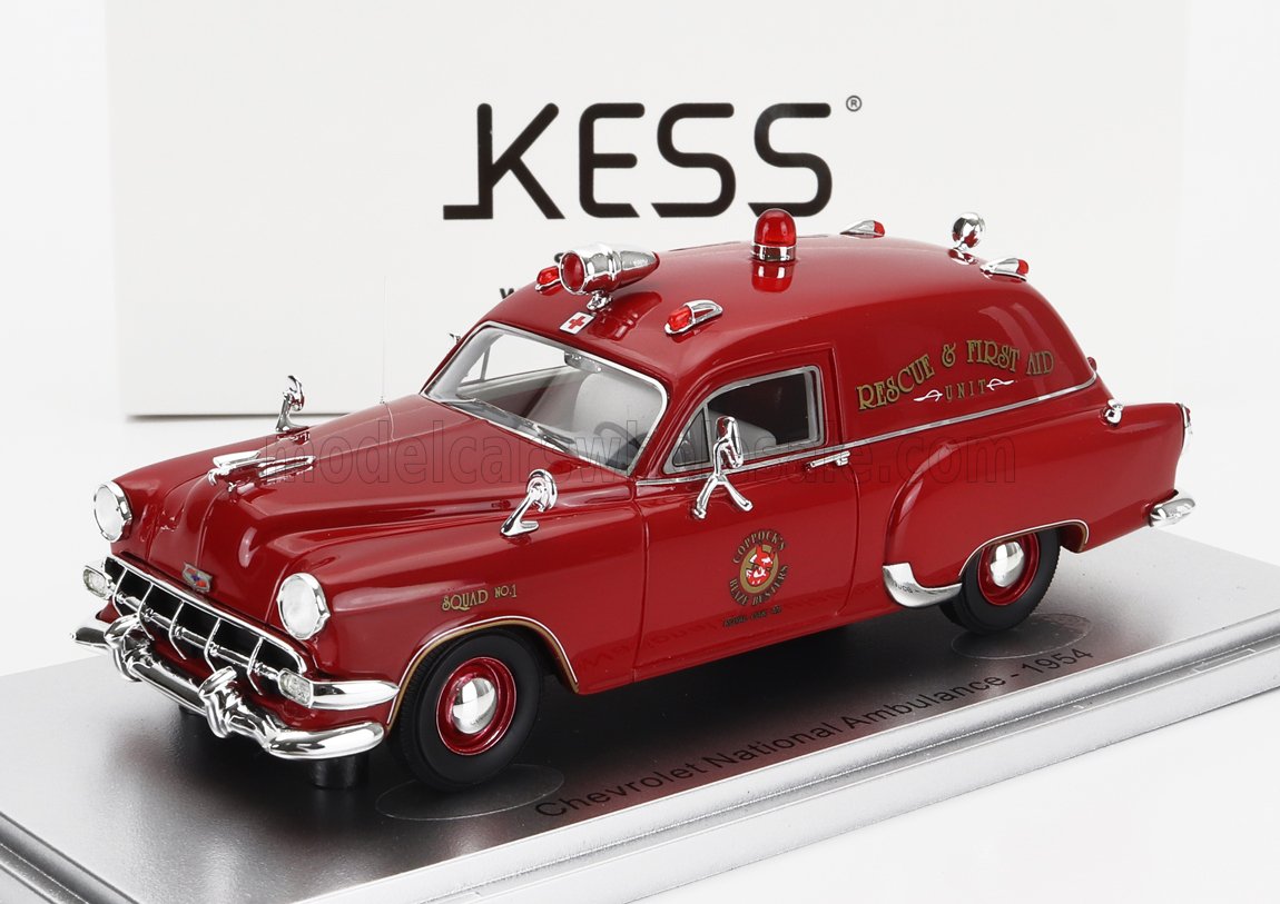 1:43 CHEVROLET National Ambulance Royal Oak Michigan Fire Protection Fire Engine (1954), Red - KE43027021