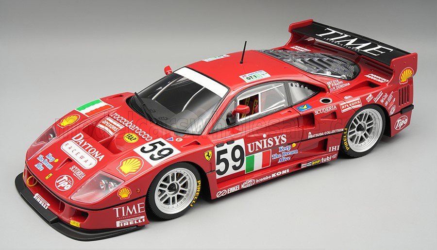1:18 FERRARI F40 LM 3.5L Turbo V8 Team Ennea SRL № 59 24h Le Mans (1996) Piero Nappi - Robin Donovan - Tetsuya Ota - open rear trunck and engine part - close with magnetic system - TM18-429A